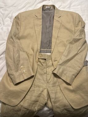 Calvin Klein Men's Tan Linen Suit Jacket & Pants